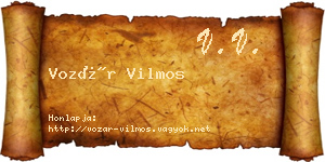 Vozár Vilmos névjegykártya
